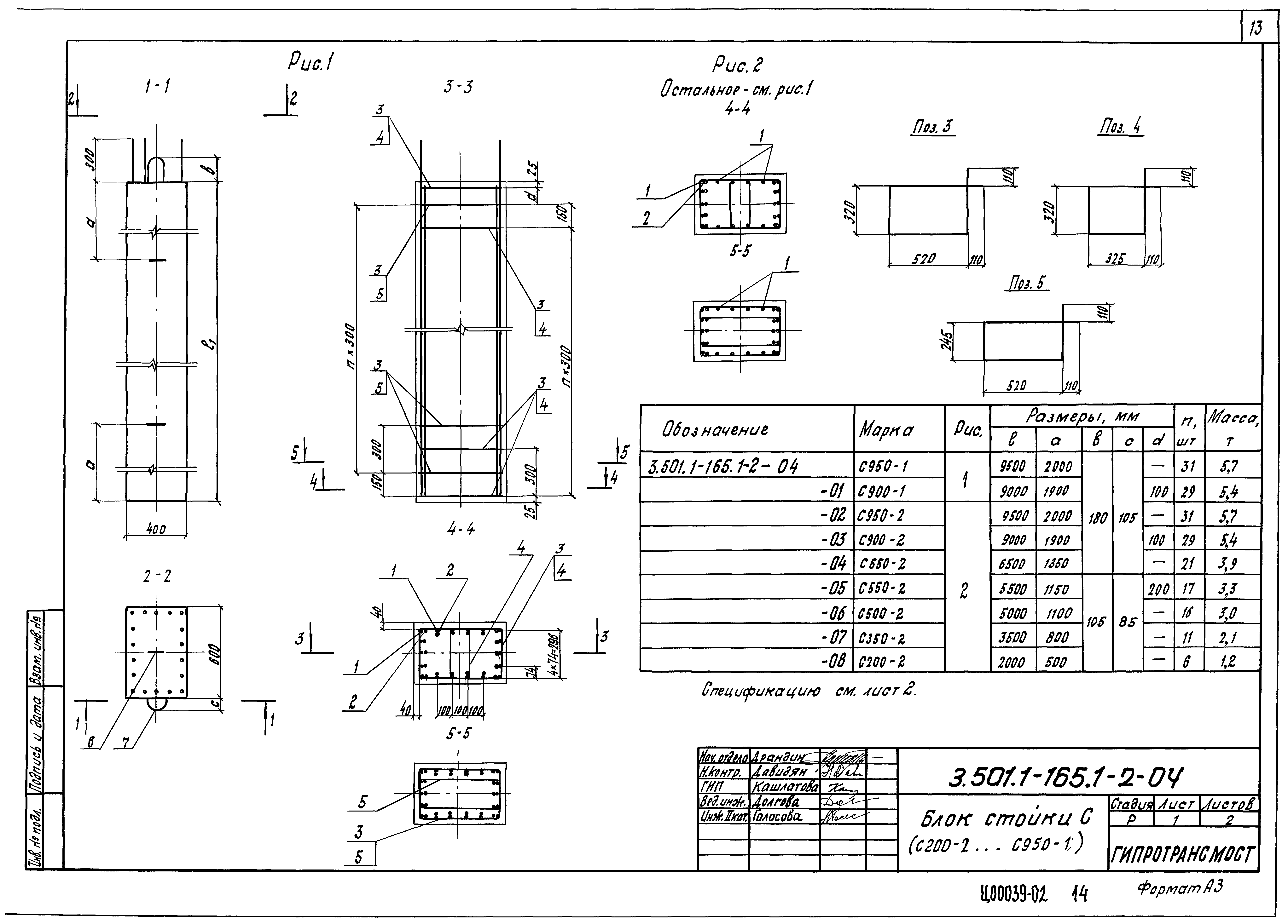 Блок стойки С350-2 Серия 3.501.1-165 Выпуск 1-2